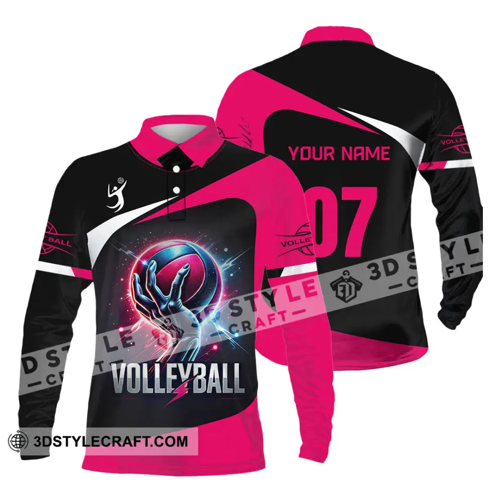 Unisex Shirt Custom Name And Number Volleyball T-Shirt Hoodie Long Sleeve Gift For Lovers Polo / S