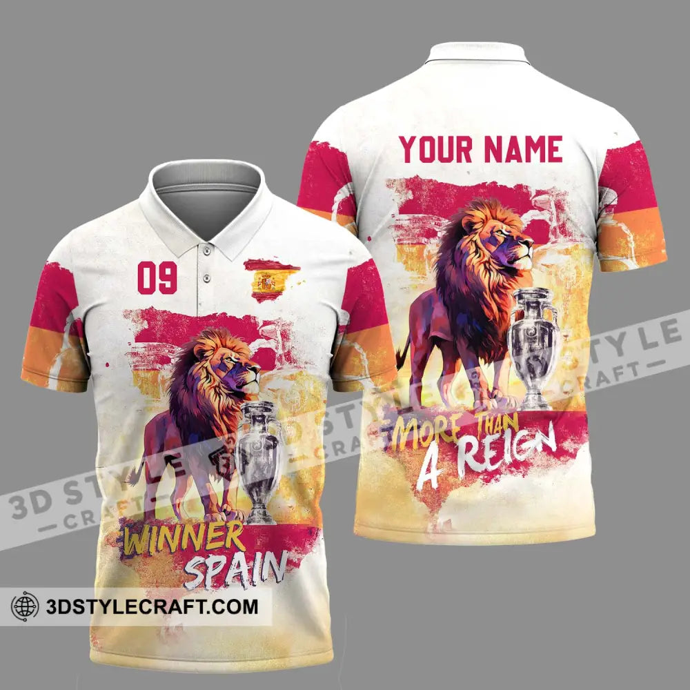 Unisex Shirt - Custom Name And Number Winner Spain Polo / S T-Shirt