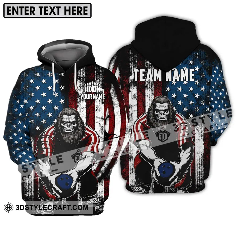 Unisex Shirt - Custom Name And Team America King Kong Bowling Hoodie / S T-Shirt