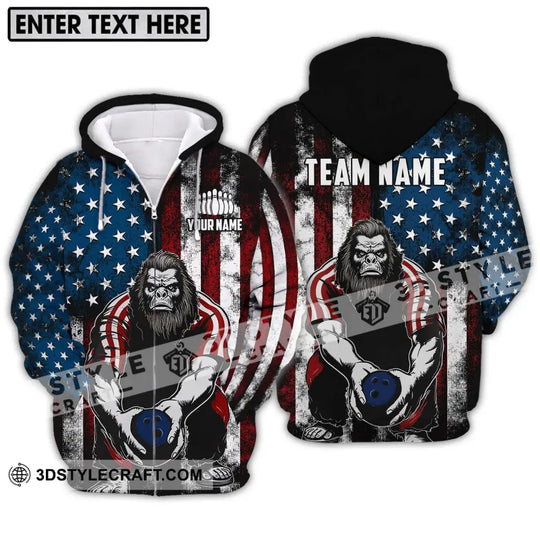 Unisex Shirt - Custom Name And Team Name Shirt, America King Kong Bowling Shirt style option 2