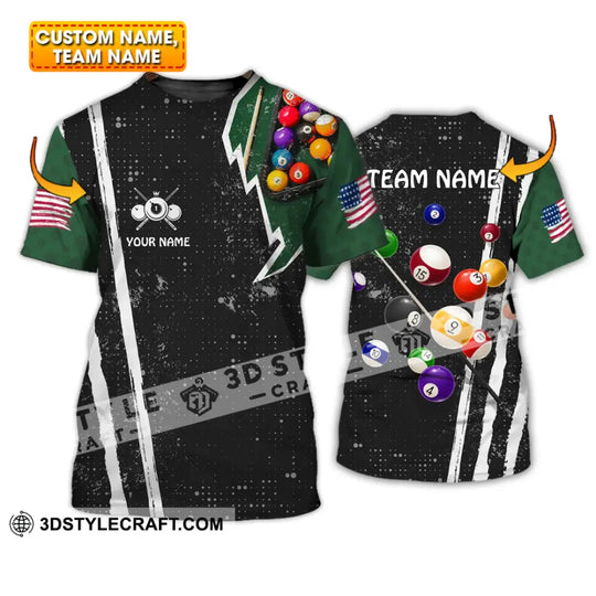Unisex Shirt - Custom Name And Team Name Shirt - American Billiard Lover Black And Green style option 1