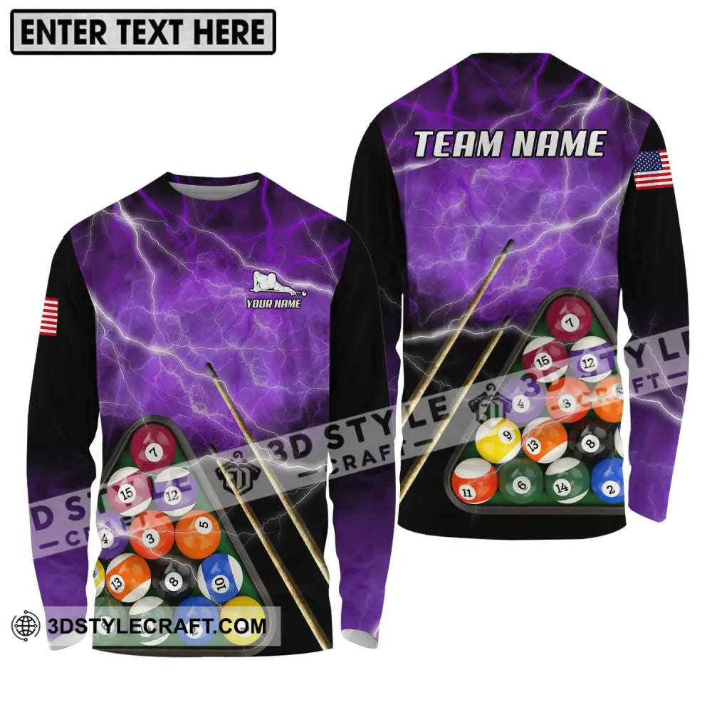 Unisex Shirt - Custom Name And Team Billiard America Long Sleeve / S T-Shirt