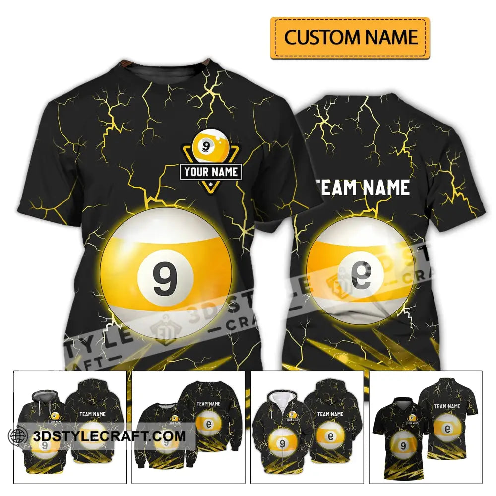 Unisex Shirt - Custom Name And Team Billiard Ball Number 9 T-Shirt