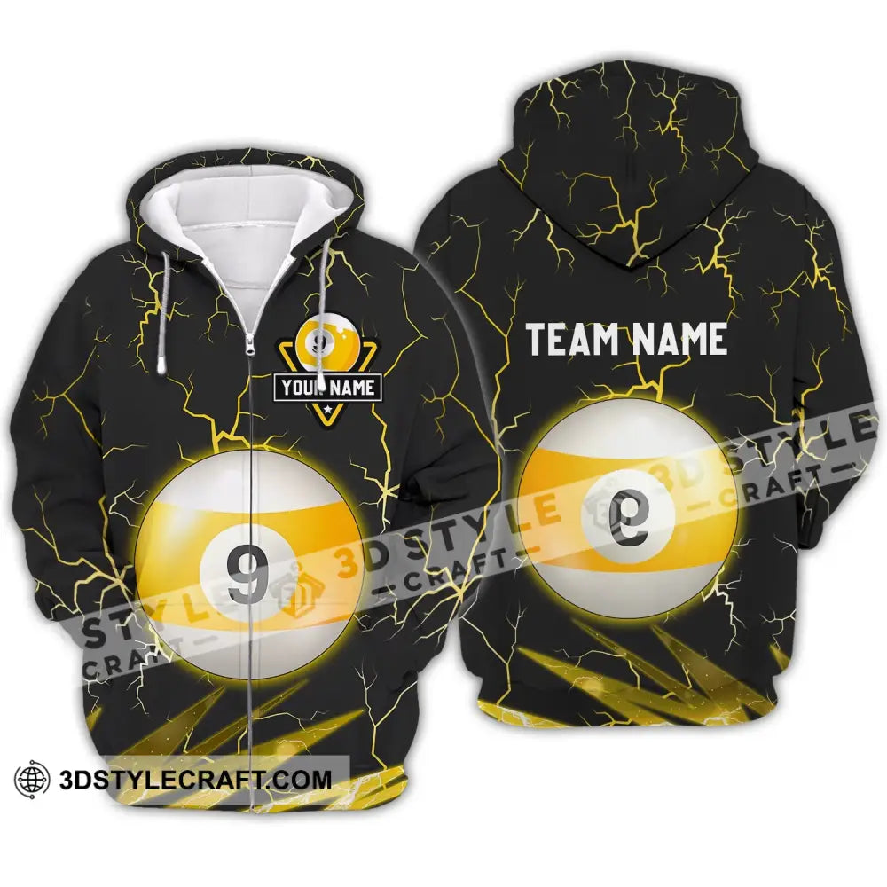 Unisex Shirt - Custom Name And Team Billiard Ball Number 9 Zipper Hoodie / S T-Shirt