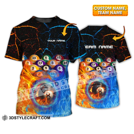 Unisex Shirt - Custom Name And Team Name Shirt -Billiard Balls Fire And Water style option 1