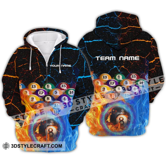 Unisex Shirt - Custom Name And Team Name Shirt -Billiard Balls Fire And Water style option 4