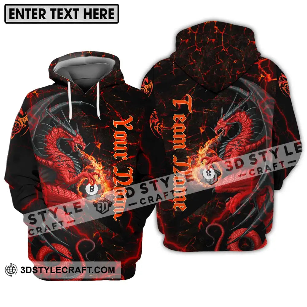 Unisex Shirt - Custom Name And Team Billiard Fire Dragon Hoodie / S T-Shirt