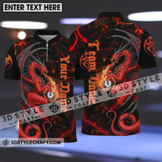 Unisex Shirt - Custom Name And Team Name Billiard Shirt, Billiard Fire Dragon style option 1