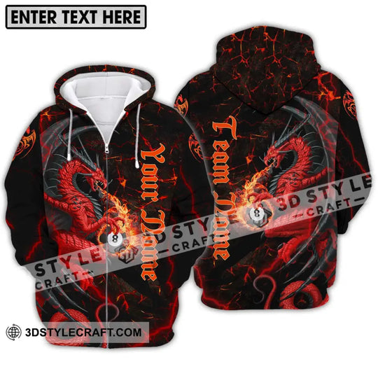 Unisex Shirt - Custom Name And Team Name Billiard Shirt, Billiard Fire Dragon style option 2