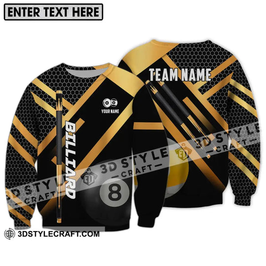 Unisex Shirt - Custom Name And Team Name Billiard Shirt, Gold And Black Billiard Shirt style option 4