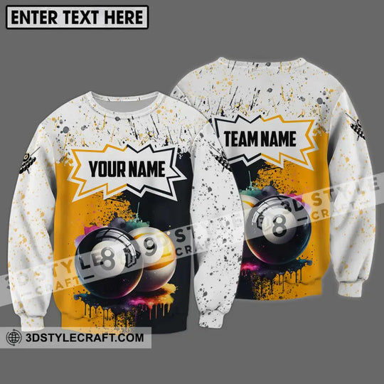 Unisex Shirt - Custom Name And Team Name Billiard Shirt, Gold Black And White Billiard Shirt style option 4