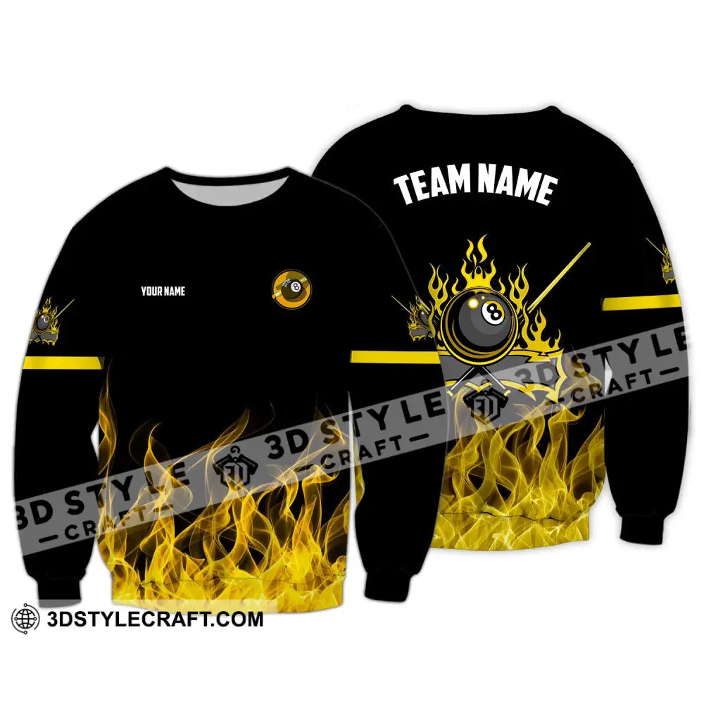 Unisex Shirt - Custom Name And Team Billiard Long Sleeve / S T-Shirt