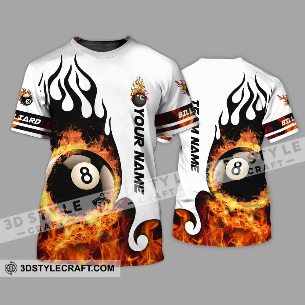 Unisex Shirt - Custom Name And Team Billiard No.8 Fire T-Shirt / S T-Shirt