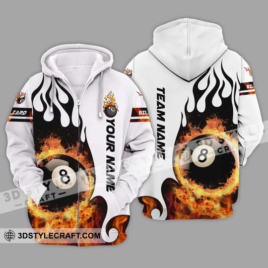 Unisex Shirt - Custom Name And Team Name Billiard Shirt, No.8 Fire style option 2
