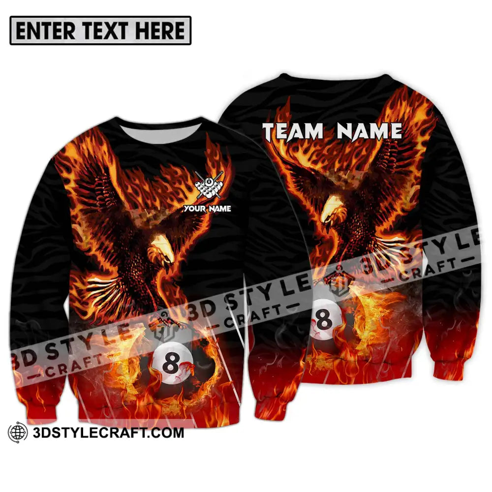 Unisex Shirt - Custom Name And Team Billiards Fire Eagle Long Sleeve / S T-Shirt