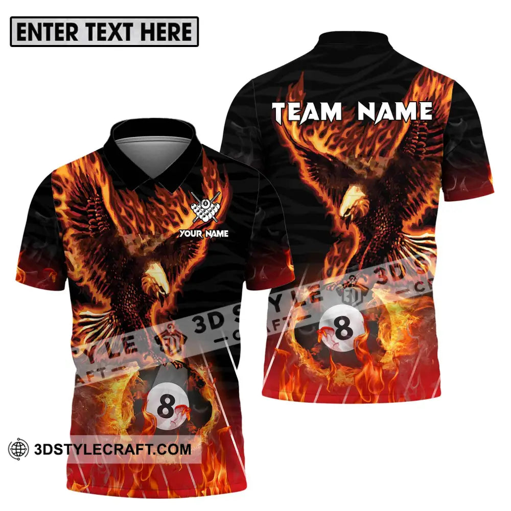 Unisex Shirt - Custom Name And Team Billiards Fire Eagle Polo / S T-Shirt