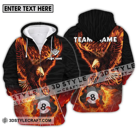 Unisex Shirt - Custom Name And Team Name Billiards Shirt, Fire Eagle style option 2