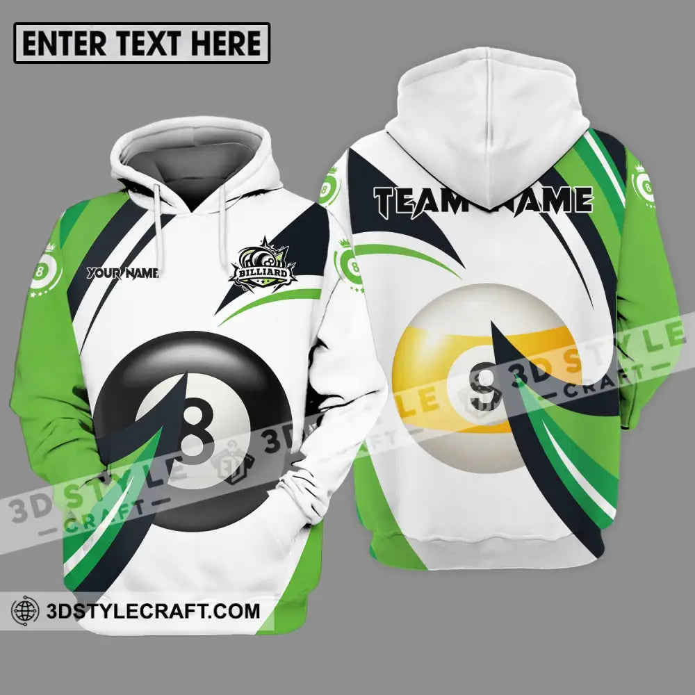 Unisex Shirt - Custom Name And Team Billiards Green Wave Hoodie / S T-Shirt