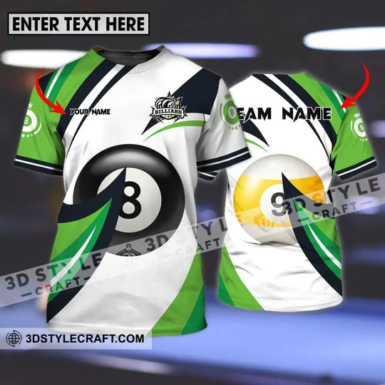 Unisex Shirt - Custom Name And Team Name Billiards Shirt, Green Wave style option 1