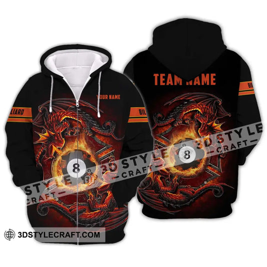 Unisex Shirt - Custom Name And Team Billiards Lover Gift Zipper Hoodie / S T-Shirt