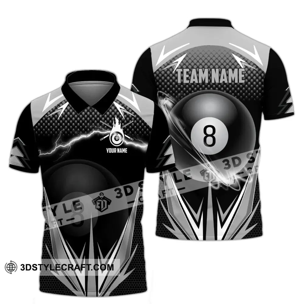 Unisex Shirt - Custom Name And Team Billiards No.8 Polo / S T-Shirt