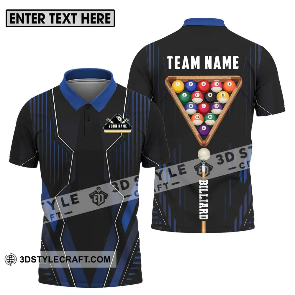 Unisex Shirt - Custom Name And Team Billiards Player Polo / S T-Shirt