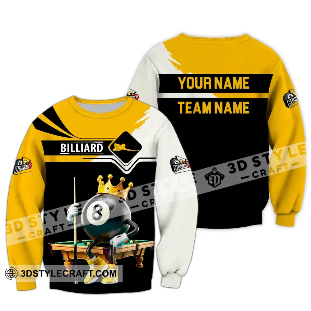 Unisex Shirt Custom Name And Team Billiards Polo Long Sleeve Lover T-Shirt / S T-Shirt