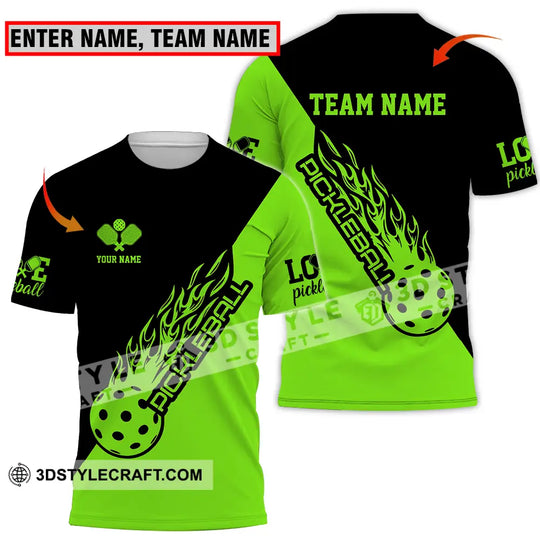 Unisex Shirt - Custom Name And Team Name Shirt, Black And Green Pickleball style option 1