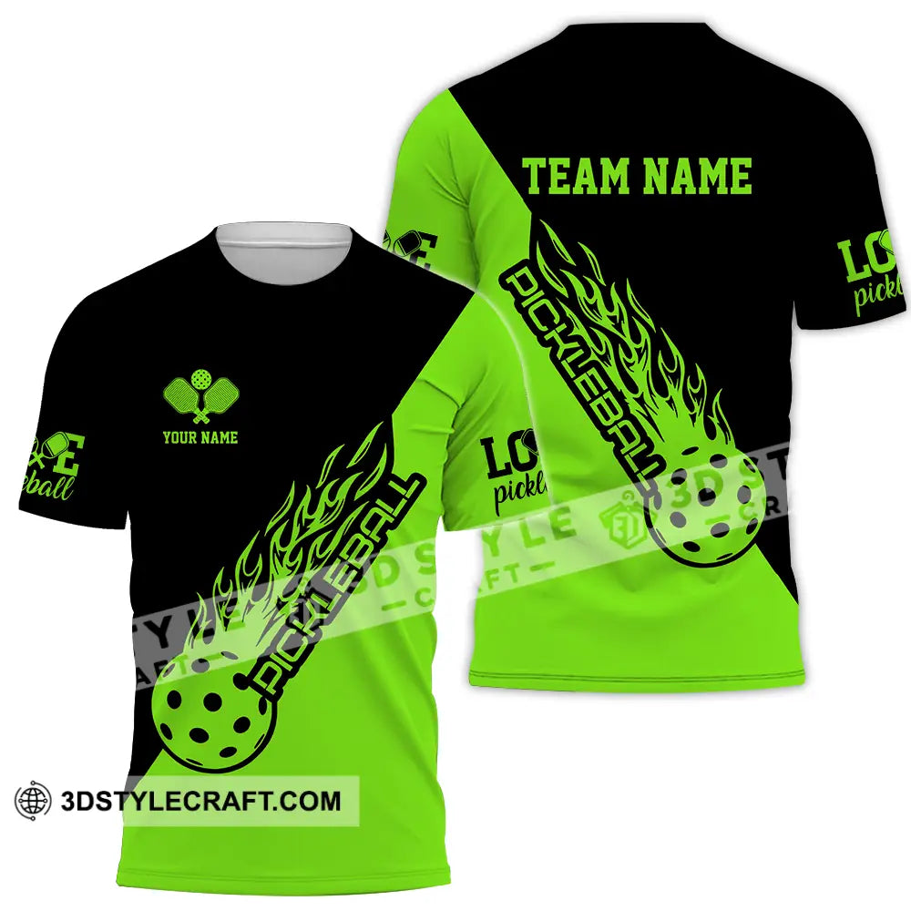 Unisex Shirt - Custom Name And Team Black Green Pickleball T-Shirt / S T-Shirt