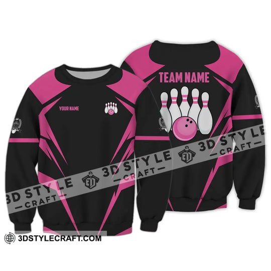 Unisex Shirt - Custom Name And Team Name Shirt, Black Pink Bowling Shirt style option 4