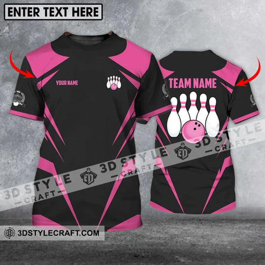 Unisex Shirt - Custom Name And Team Black Pink Bowling T-Shirt