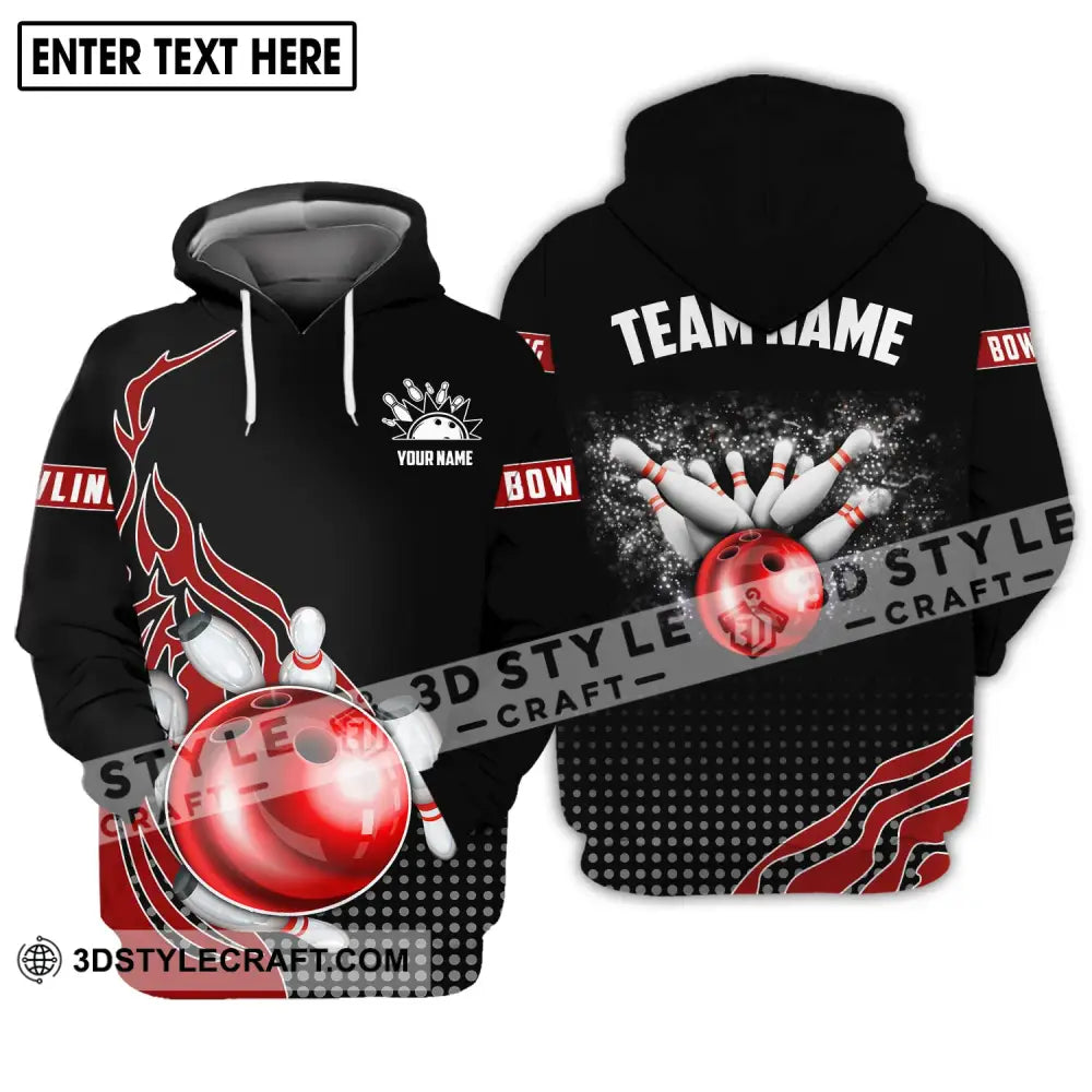 Unisex Shirt - Custom Name And Team Black Red Bowling Lover Hoodie / S T-Shirt