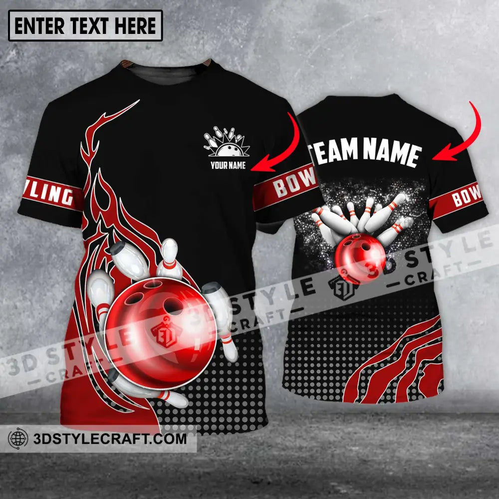 Unisex Shirt - Custom Name And Team Black Red Bowling Lover T-Shirt