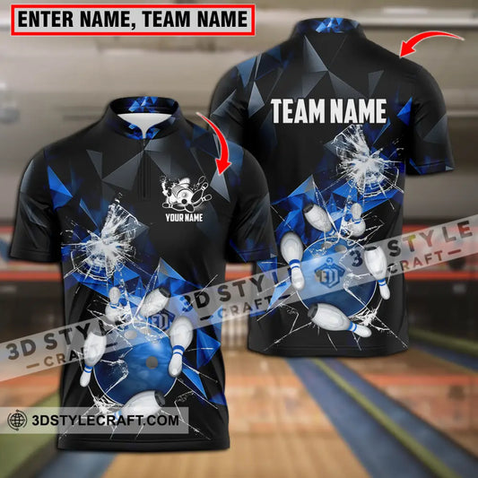 Unisex Shirt - Custom Name And Team Blue Glasses Bowling T-Shirt