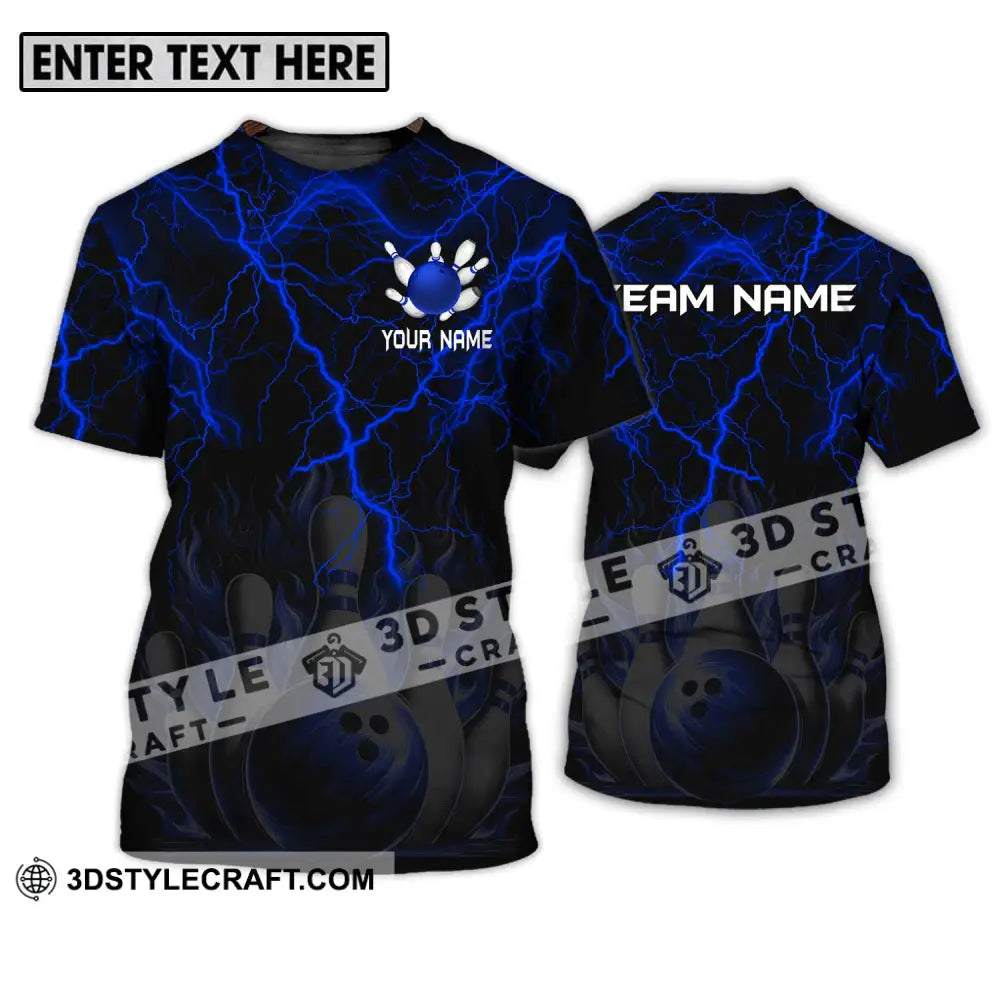 Unisex Shirt - Custom Name And Team Blue Thunder Bowling T-Shirt / S T-Shirt