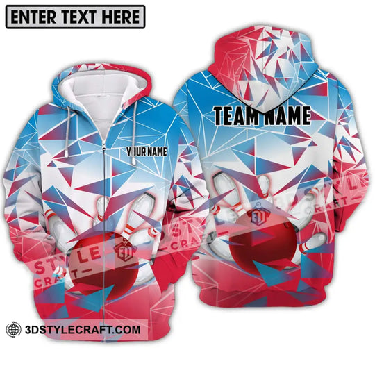 Unisex Shirt - Custom Name And Team Name Shirt, Bowling Ball And Pins Triangular Array style option 2