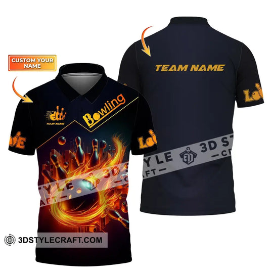 Unisex Shirt, Custom Name and Team Name Bowling Shirt, Bowling Club Polo Shirt style option 1
