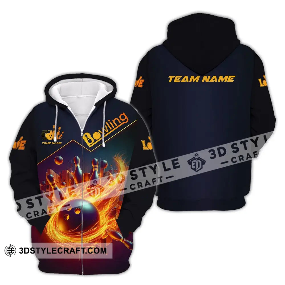 Unisex Shirt Custom Name And Team Bowling Club Polo Zipper Hoodie / S T-Shirt