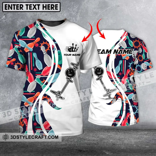 Unisex Shirt - Custom Name And Team Name Shirt, Bowling Color Heart Beat Shirt style option 1