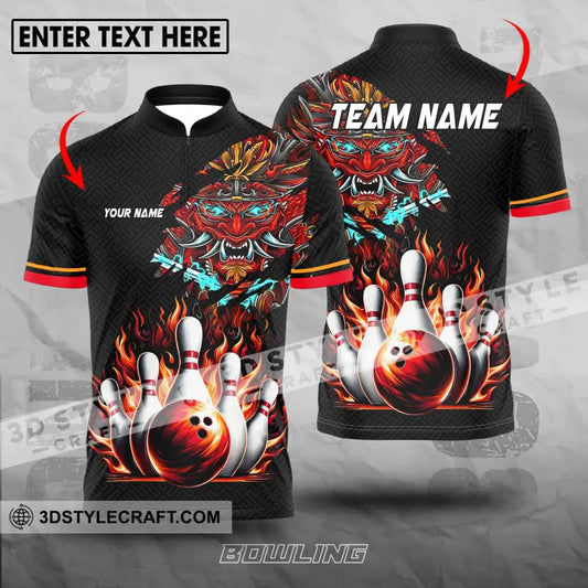 Unisex Shirt - Custom Name And Team Bowling Fire Dragon Head T-Shirt