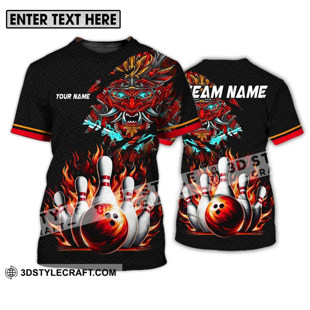 Unisex Shirt - Custom Name And Team Bowling Fire Dragon Head T-Shirt / S T-Shirt