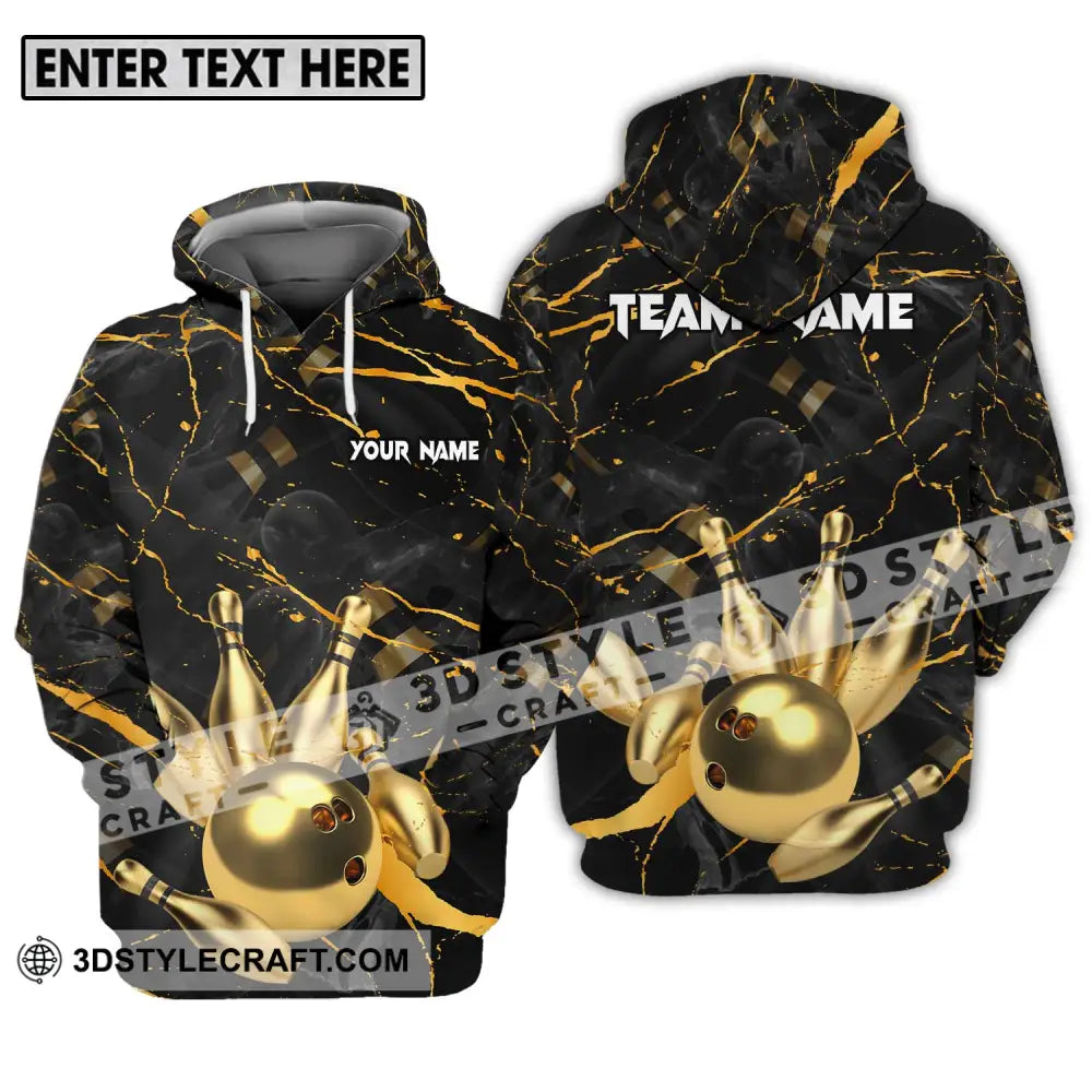 Unisex Shirt - Custom Name And Team Bowling Golden Pins Ball Hoodie / S T-Shirt