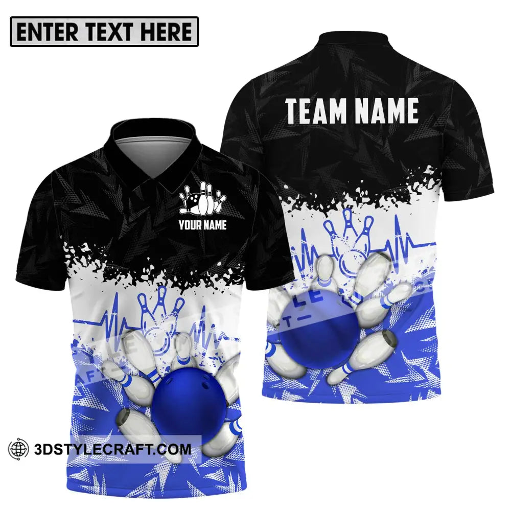 Unisex Shirt - Custom Name And Team Bowling Heartbeat Polo / S T-Shirt