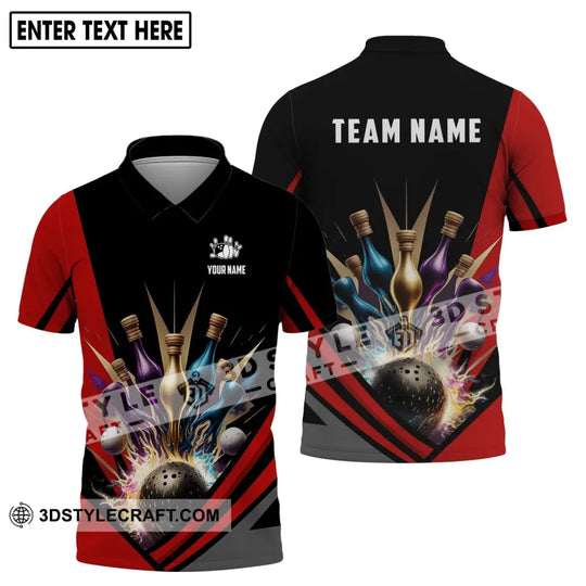 Unisex Shirt - Custom Name And Team Name Shirt - Bowling Hoodie Polo Shirt - Bowling Lover Gift - Bowling Player Shirt style option 4
