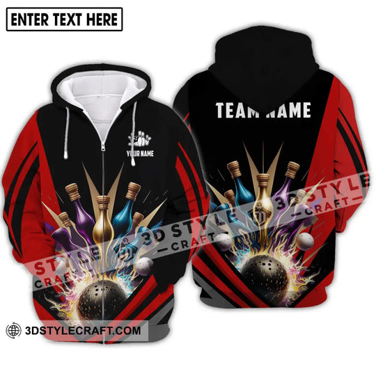 Unisex Shirt - Custom Name And Team Name Shirt - Bowling Hoodie Polo Shirt - Bowling Lover Gift - Bowling Player Shirt style option 3
