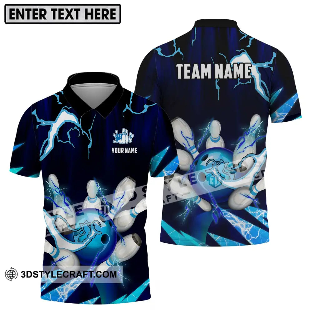 Unisex Shirt - Custom Name And Team Bowling Ice Pins Polo / S T-Shirt