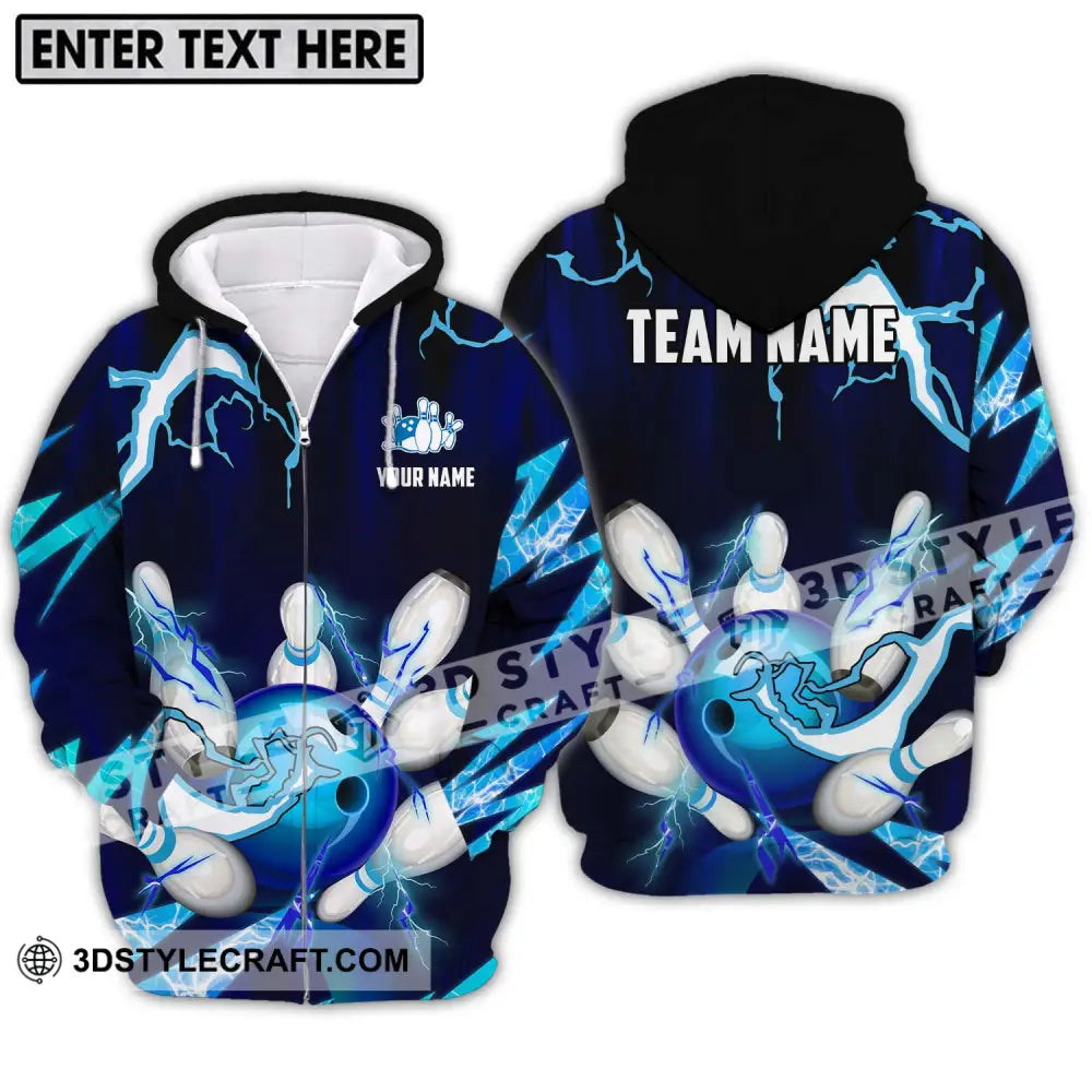 Unisex Shirt - Custom Name And Team Bowling Ice Pins Zipper Hoodie / S T-Shirt