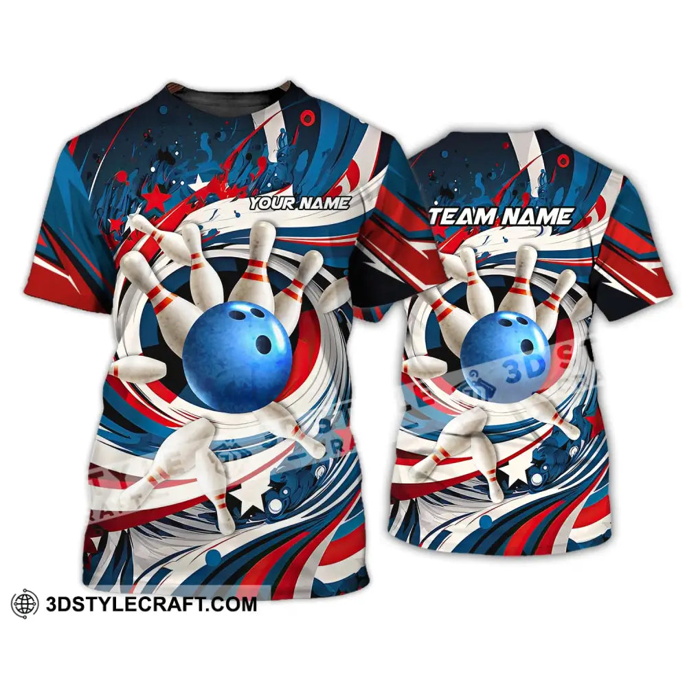 Unisex Shirt - Custom Name And Team Bowling Lover Blue Ball Pins T-Shirt / S T-Shirt