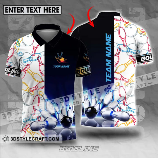 Unisex Shirt - Custom Name And Team Name Bowling Lover Shirt, Dark Bowling Ball And Line Color Pins style option 1