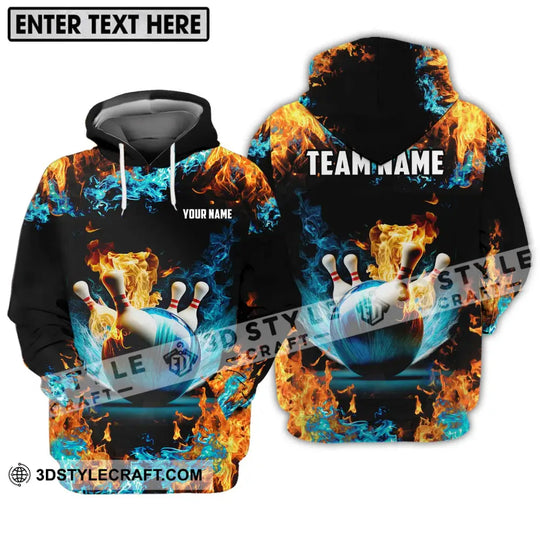 Unisex Shirt - Custom Name And Team Name Bowling Lover Shirt, Fire And Water style option 3